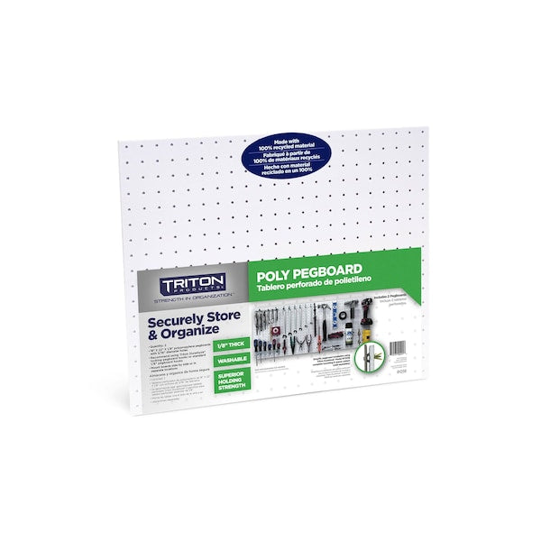 (2) 22 In. W x 18 In. H x 1/8 In. D White Polypropylene Pegboards with 3/16 In. Hole Size