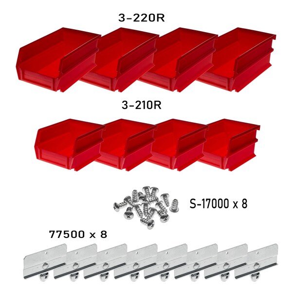 Polypropylene Polypropylene Bin Kit, Red