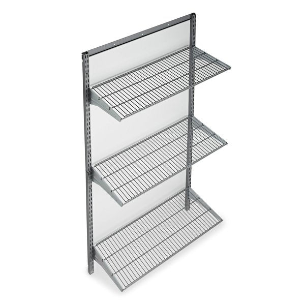 33 In. W x 63 In. H Gray Wall Mount Shelving Unit with 3 Steel Wire Shelves & Mounting Hardware