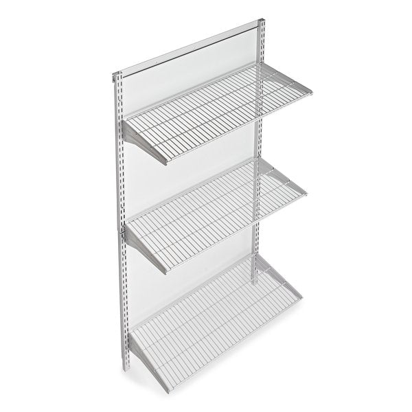 33 In. W x 63 In. H White Wall Mount Shelving Unit with 3 Steel Wire Shelves & Mounting Hardware