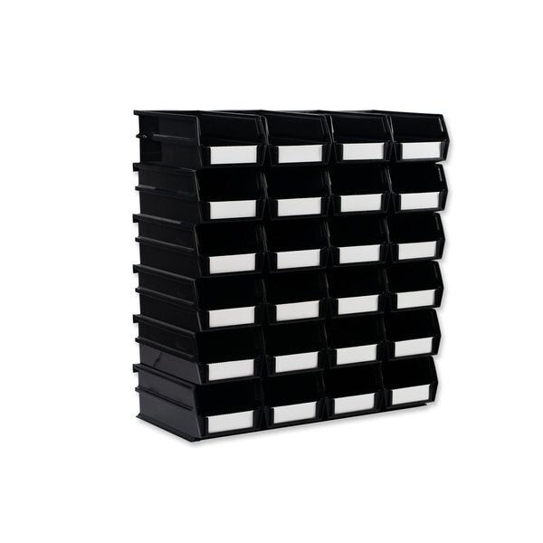 Polypropylene Polypropylene Bins, 7.375 in. D x 3 in. H x 4.125 in. W, Black