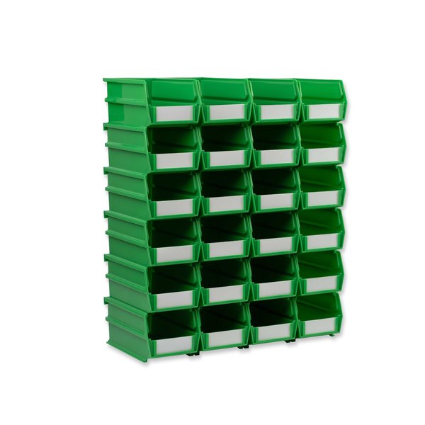Polypropylene Polypropylene Bins, 7.375 in. D x 3 in. H x 4.125 in. W, Green