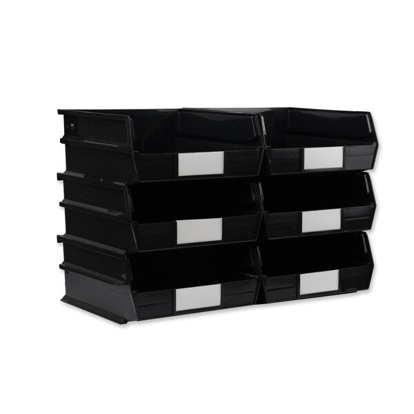 Polypropylene Polypropylene Bins, 10.875 in. D x 5 in. H x 11 in. W, Black