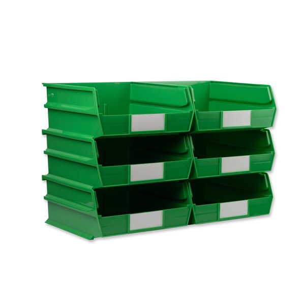 Polypropylene Polypropylene Bins, 10.875 in. D x 5 in. H x 11 in. W, Green