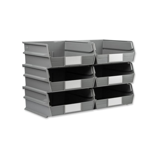 Polypropylene Polypropylene Bins, 10.875 in. D x 5 in. H x 11 in. W, Gray
