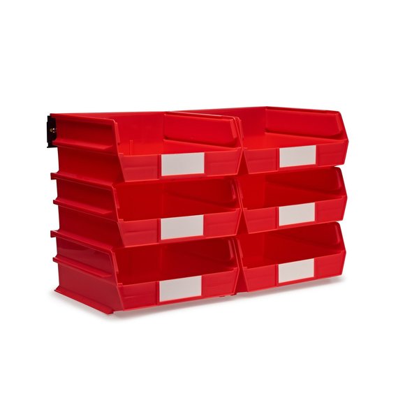 Polypropylene Polypropylene Bin Kit, 5 in. H x 11 in. W, Red