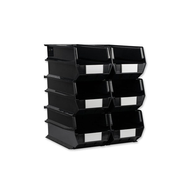 Polypropylene Polypropylene Bins, 14.75 in. D x 7 in. H x 8.25 in. W, Black
