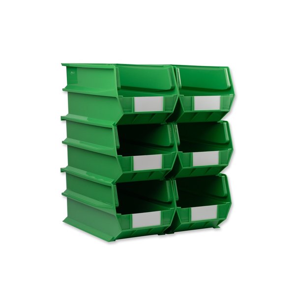 Polypropylene Polypropylene Bins, 14.75 in. D x 7 in. H x 8.25 in. W, Green