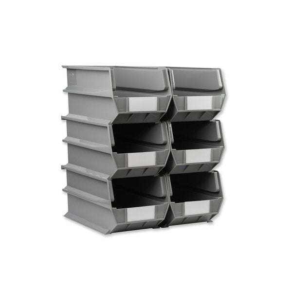 Polypropylene Polypropylene Bins, 14.75 in. D x 7 in. H x 8.25 in. W, Gray