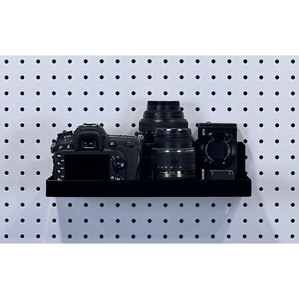 12 In. W x 6 In. D Black Epoxy Coated Steel Shelf for 1/8 In. and 1/4 In. Pegboard 2 Pack