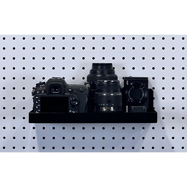 12 In. W x 6 In. D Black Epoxy Coated Steel Shelf for 1/8 In. and 1/4 In. Pegboard