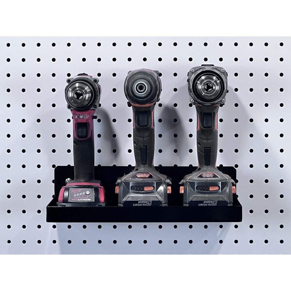 12 In. W x 6 In. D Black Epoxy Coated Steel Shelf for 1/8 In. and 1/4 In. Pegboard 2 Pack