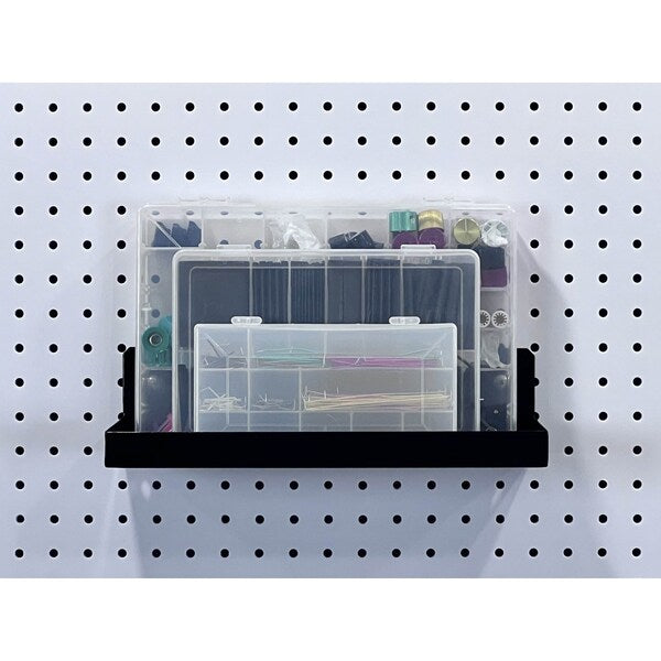12 In. W x 6 In. D Black Epoxy Coated Steel Shelf for 1/8 In. and 1/4 In. Pegboard 2 Pack