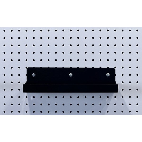 12 In. W x 6 In. D Black Epoxy Coated Steel Shelf for 1/8 In. and 1/4 In. Pegboard 2 Pack