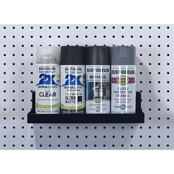 12 In. W x 6 In. D Black Epoxy Coated Steel Shelf for 1/8 In. and 1/4 In. Pegboard 2 Pack