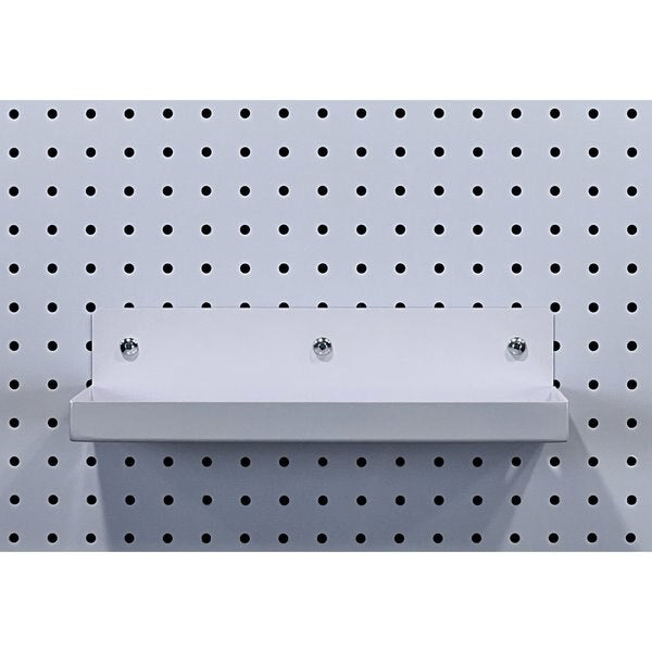 12 In. W x 6 In. D White Epoxy Coated Steel Shelf for 1/8 In. and 1/4 In. Pegboard 2 Pack
