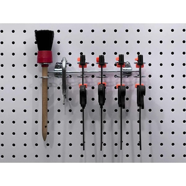 9 In. W Steel Multi-Ring Tool Holder for 1/8 In. and 1/4 In. Pegboard 1 Pack