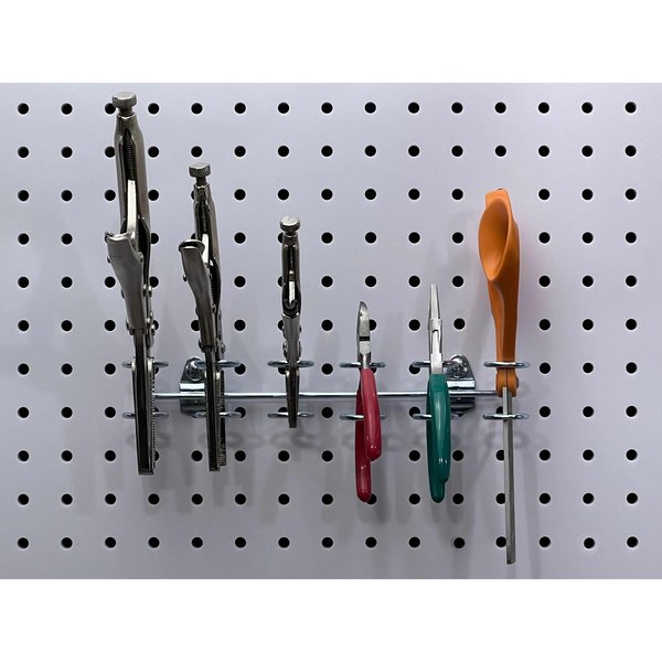 9 In. W Steel Multi-Ring Tool Holder for 1/8 In. and 1/4 In. Pegboard 1 Pack