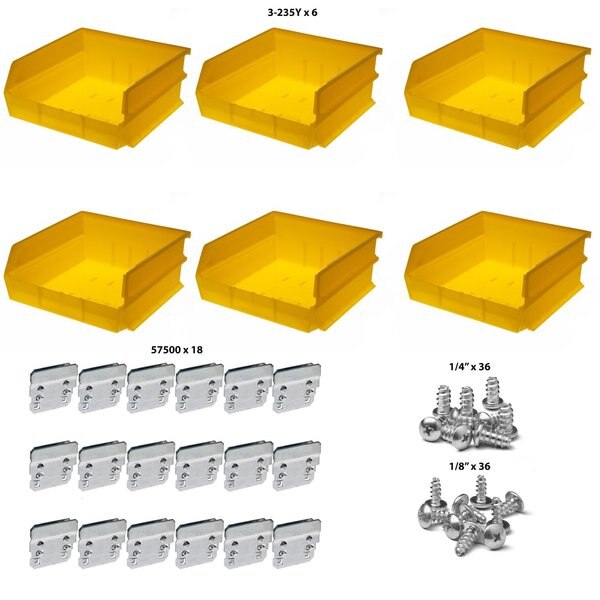 Polypropylene Bin Kit, Yellow, Polypropylene
