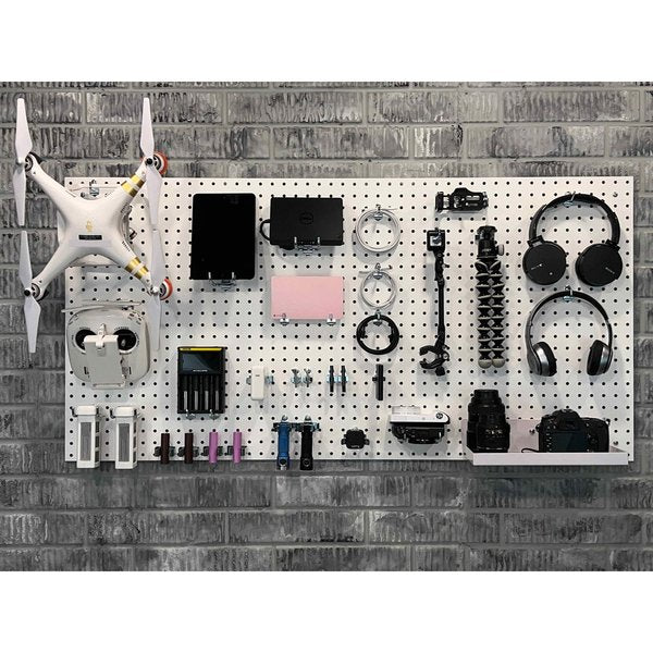 (2) 24 In. W x 48 In. H x 1/4 In. D Polypropylene Pegboards 79 pc. DuraHook Assortment 4 Hanging Bins