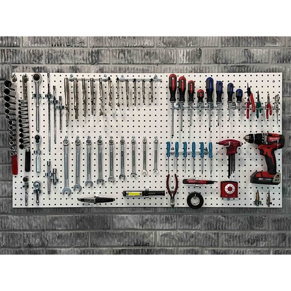 (2) 24 In. W x 48 In. H x 1/4 In. D Polypropylene Pegboards 48 pc. DuraHook Assortment 4 Hanging Bins
