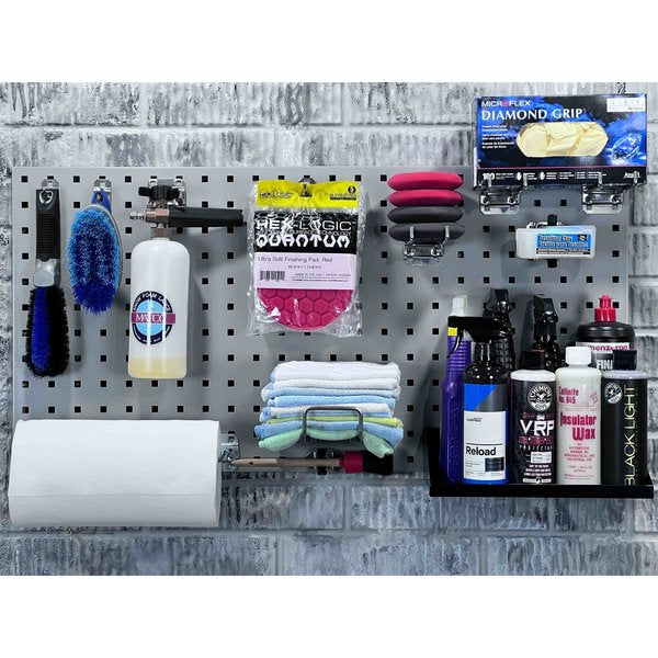 (2) 18 In. W x 36 In. H Gray Epoxy 18-Gauge Steel Square Hole Pegboards Mounting Hardware