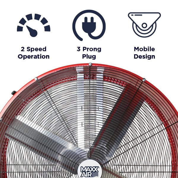 Barrel Fan, Air Mover, Air Circulator 42 in. Non-Oscillating, 120 V, 9,500 / 13,300 CFM