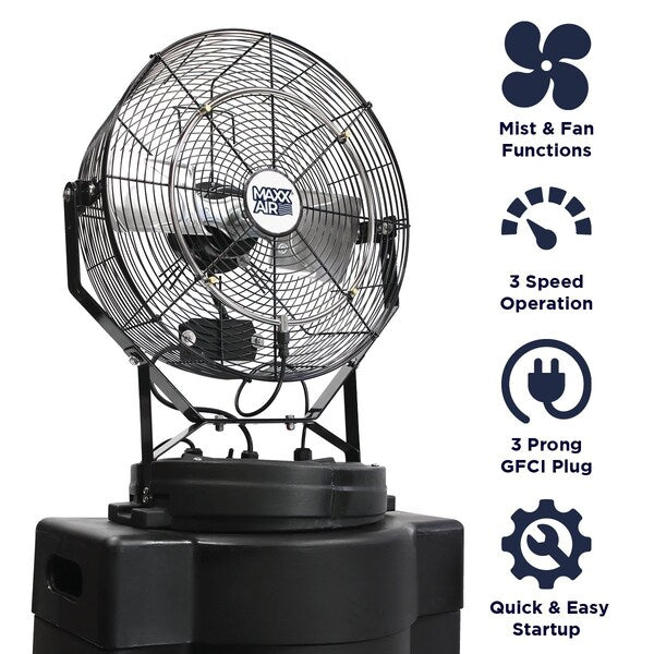 Misting Fan, Mister 18 in. Non-Oscillating, 120 V, 3,500 CFM