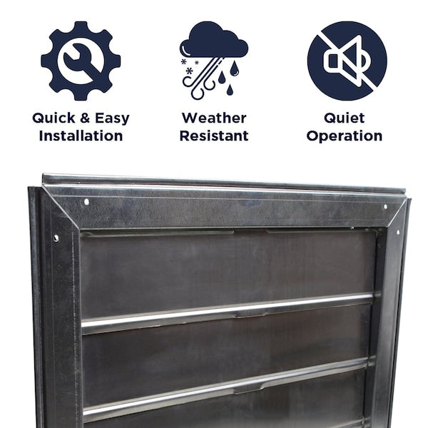 18 In. Automatic Metal Shutter for Gable Mount Power Attic Ventilators