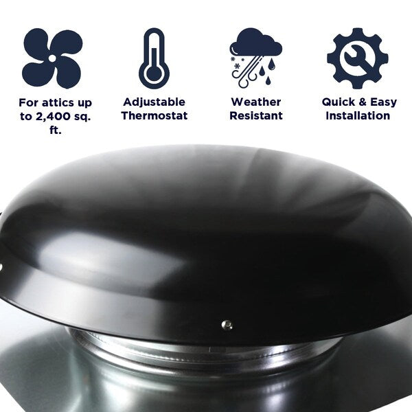 4000 Series 1,600 CFM Roof Mount Power Attic Ventilator in Black