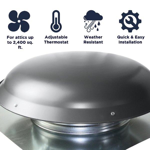 4000 Series 1,600 CFM Roof Mount Power Attic Ventilator in Weathered Gray