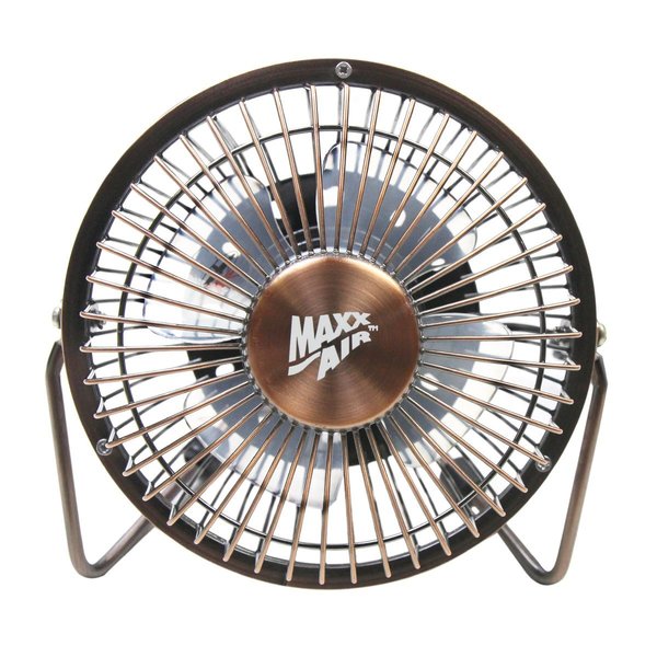 4 in. Desk Fan, Table Fan, Portable Fan, USB Fan, Non-Oscillating, 1 Speeds, Copper