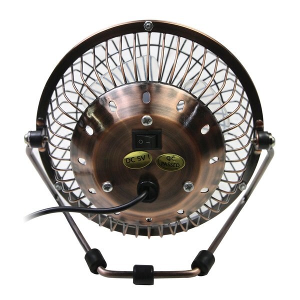 4 in. Desk Fan, Table Fan, Portable Fan, USB Fan, Non-Oscillating, 1 Speeds, Copper