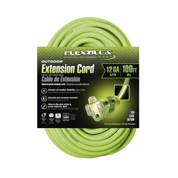 Pro Extension Cord, 12/3 AWG SJTW, 100,