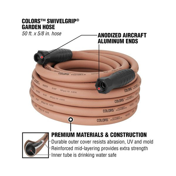 Colors SwivelGrip Garden Hose, 5/8