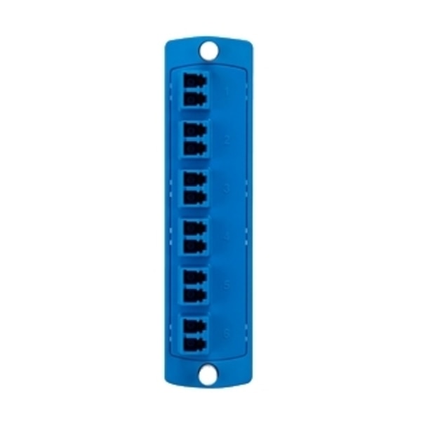 LC DUPLEX SM PLATE WITH SIX, COUPLERS OS2 BLUE CERAMIC, SLEEVE 12 FIBER