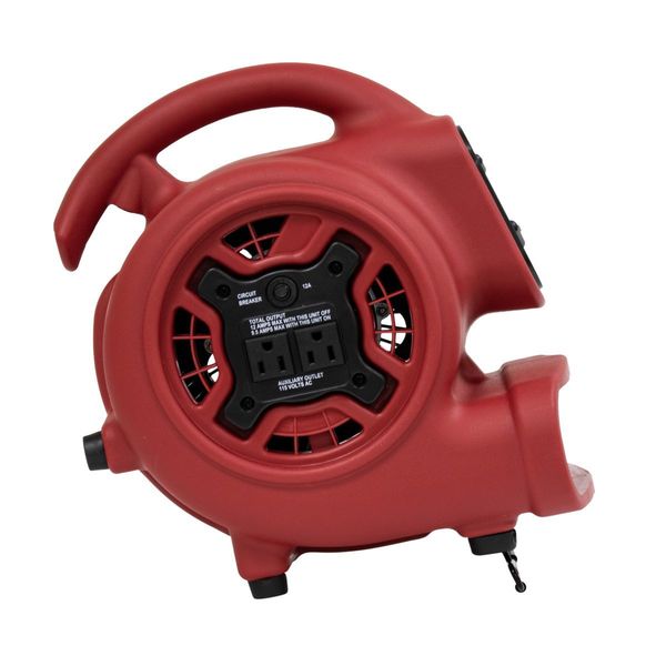 1/4 HP, 925 CFM, 2.3 Amps, 4 Positions, 3 Speeds Mini Mighty Air Mover with Power Outlets and 3-Hour Timer
