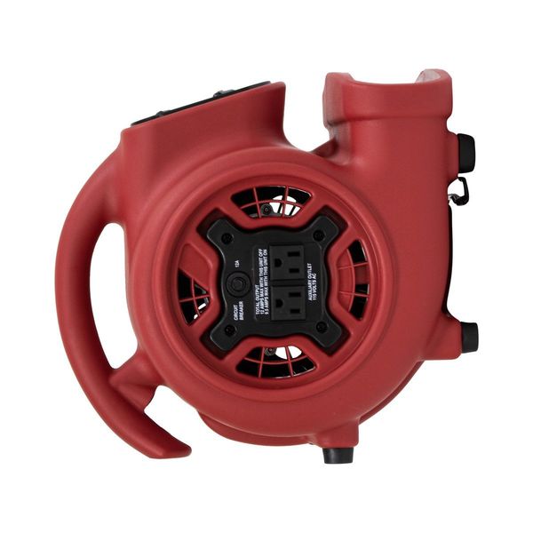1/4 HP, 925 CFM, 2.3 Amps, 4 Positions, 3 Speeds Mini Mighty Air Mover with Power Outlets and 3-Hour Timer