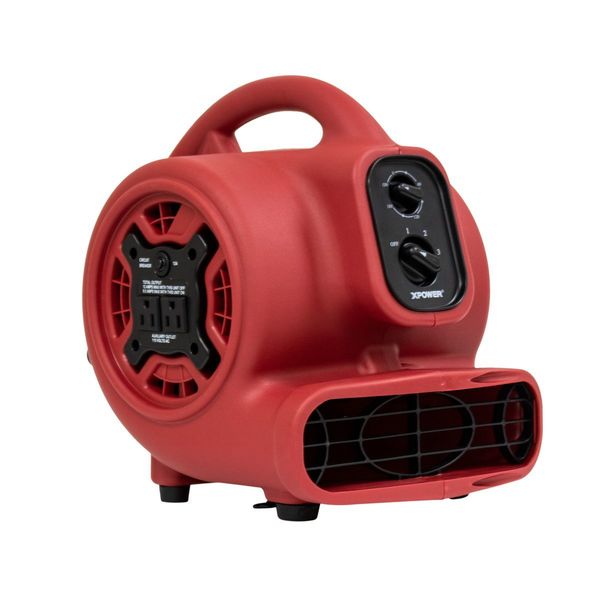 1/4 HP, 925 CFM, 2.3 Amps, 4 Positions, 3 Speeds Mini Mighty Air Mover with Power Outlets and 3-Hour Timer