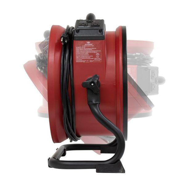 1/4 HP, 2100 CFM, 1.6 Amps, Variable Speed Industrial Axial Air Mover with Power Outlets for Daisy Chain