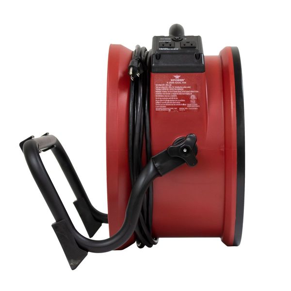 1/4 HP, 2100 CFM, 1.6 Amps, Variable Speed Industrial Axial Air Mover with Power Outlets for Daisy Chain