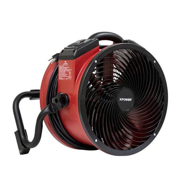 1/4 HP, 2100 CFM, 1.6 Amps, Variable Speed Industrial Axial Air Mover with Power Outlets for Daisy Chain