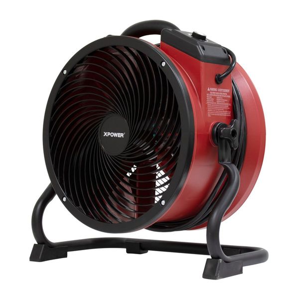1/4 HP, 2100 CFM, 1.6 Amps, Variable Speed Industrial Axial Air Mover with Power Outlets for Daisy Chain