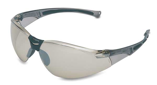 Safety Glasses, Wraparound I/O Silver Mirror Polycarbonate Lens, Scratch-Resistant
