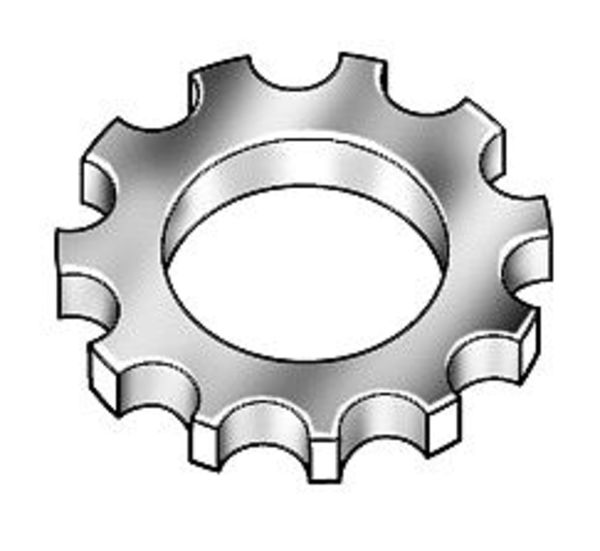 External Tooth Lock Washer, Fits Bolt Size #4 Spring Steel, Zinc Plated Finish, 100 PK