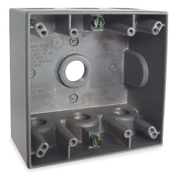 Weatherproof Box, 1/2 in Hub, 2Gangs