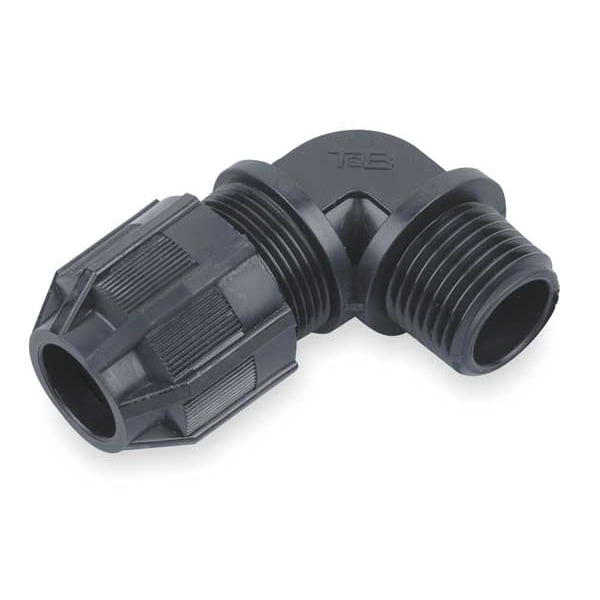 Liquid Tight Connector, 3/4in., 90 deg, Blk