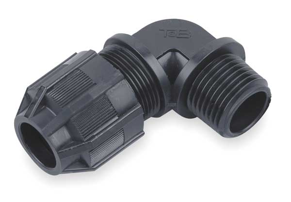 Liquid Tight Connector, 3/4in., 90 deg, Blk