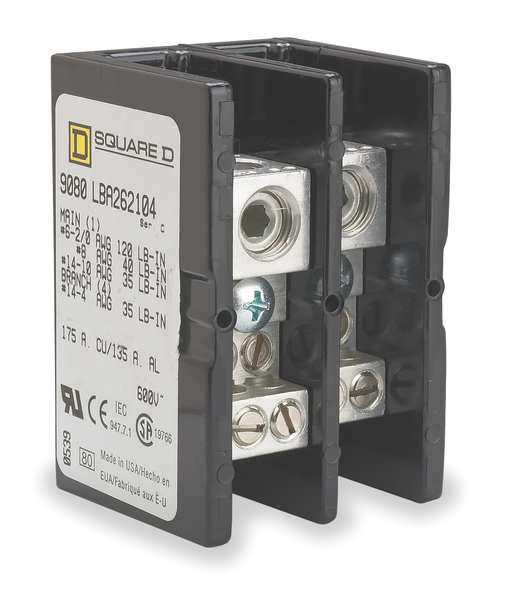 Pwr Dist Block, 175A, 2P, 4P Secndry, 600VAC