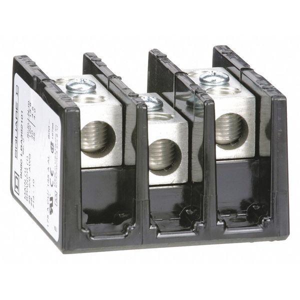 Power Distribution Block, Surface Mount, 3 Poles, 14 AWG to 2/0 AWG, 175 A, 600 V AC/DC, Black